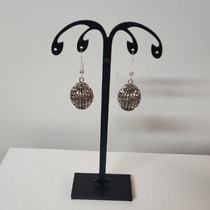 Handmade Repurposed Silver Ball Dangle Earrings